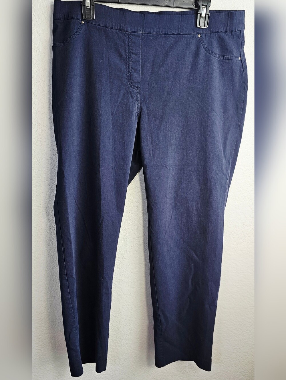 89th & Madison Size 18 Navy Pull On Ankle Pants Stretch Career Casual